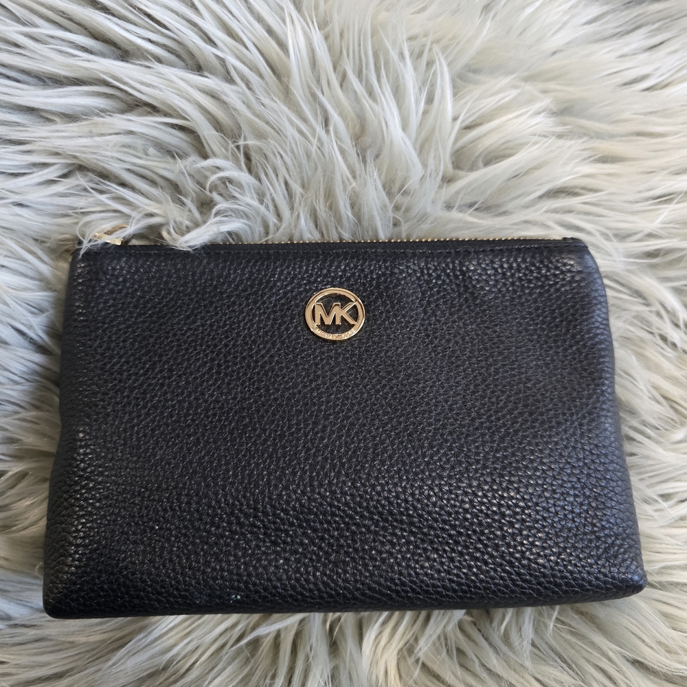 Michael Kors Black Pebbled Leather Clutch